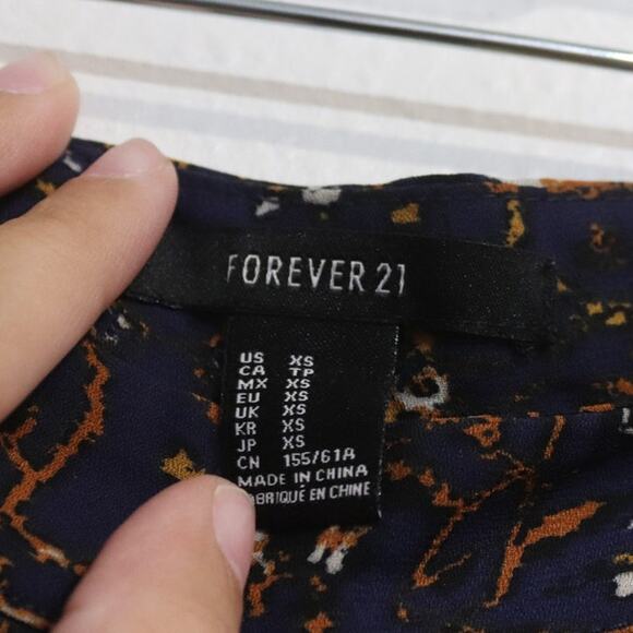 Forever 21 Navy Boho High Waist Wide Leg Pants Sz XS - Picture 4 of 10